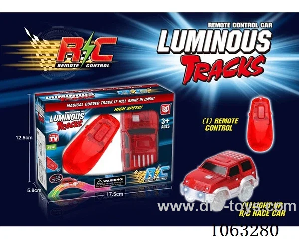RC glow-in-the-dark assembly rail car