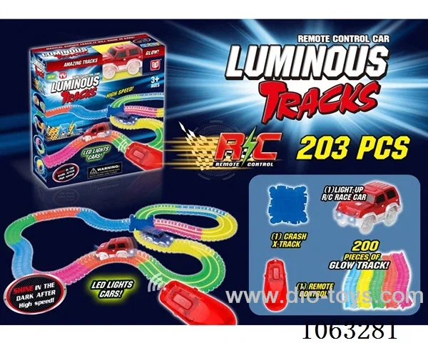 RC glow-in-the-dark assembly rail car