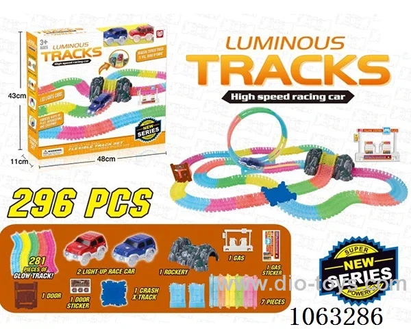 Glow-in-the-dark assembly rail car