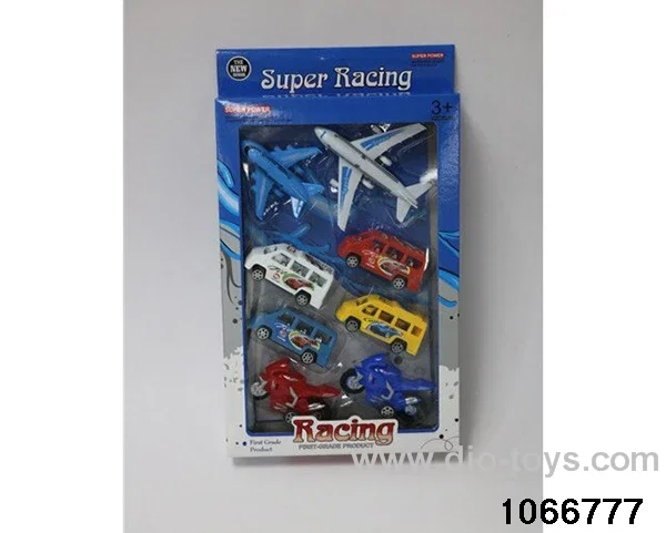 Pull back Puzzle Airplane + Car + Motorcycle in window box
