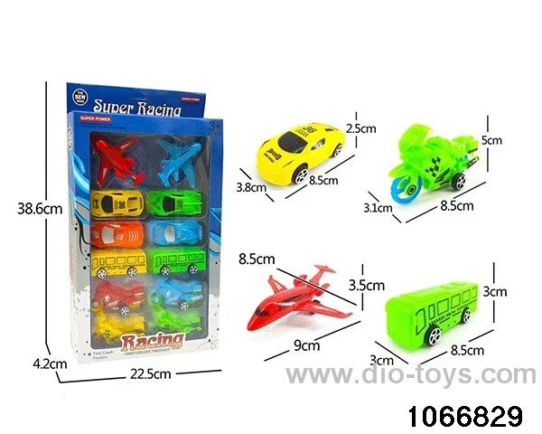 Pull Back Racing Bus Motorcycle Airplane Puzzle (12pcs) in window box