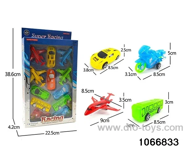 Pull Back Racing Bus Motorcycle Airplane Puzzle (12pcs) in window box