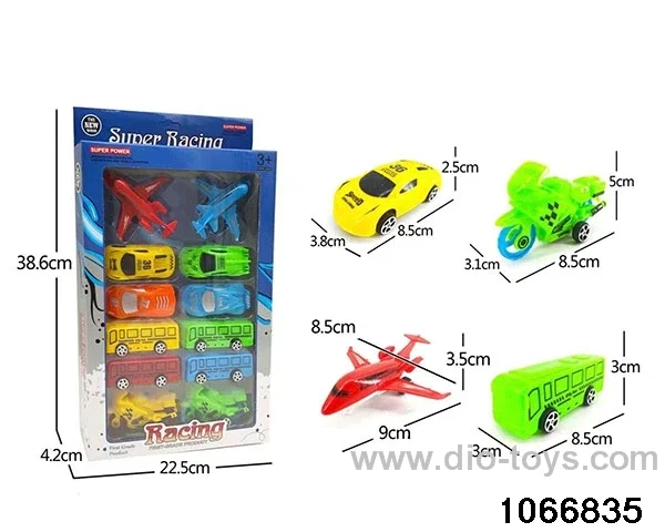 Pull Back Racing Bus Motorcycle Airplane Puzzle in window box