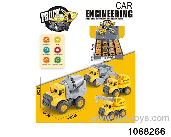 12pcs Inertial Engineering Vehicle in display box