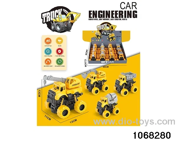 12pcs Inertial Engineering Vehicle in display box
