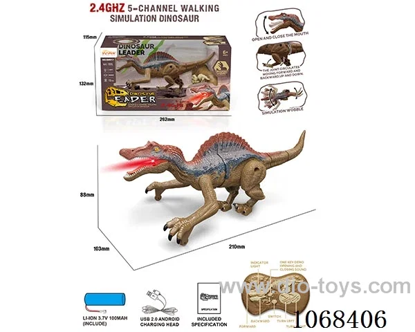 2.4G 5ch rc dinosaur with light/sound