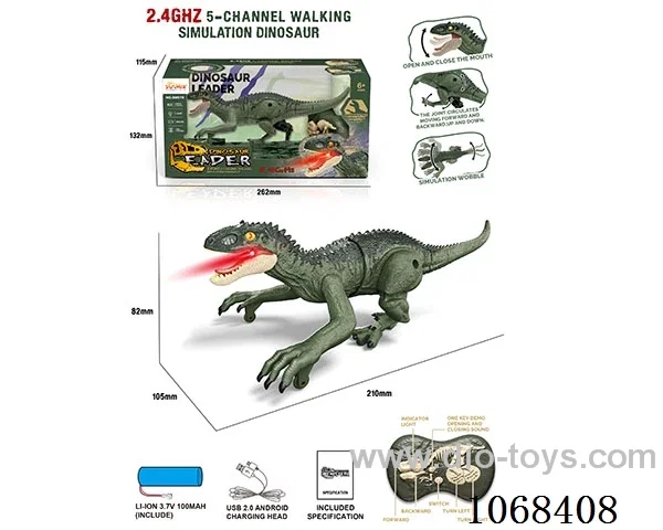 2.4G 5ch rc dinosaur with light/sound