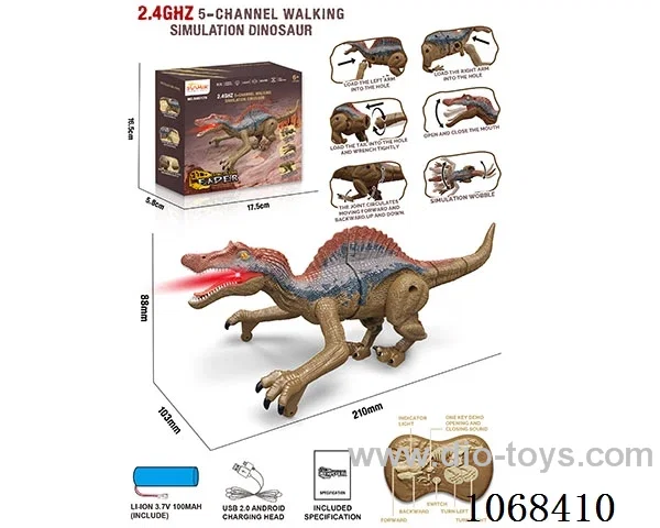 2.4G 5ch rc dinosaur with light/sound