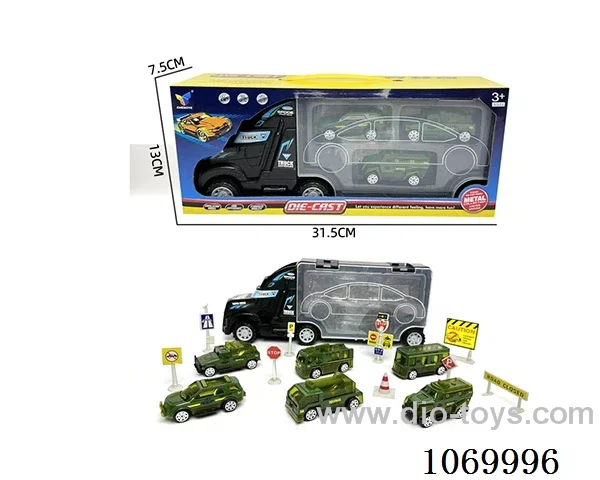 Inertial container tractors +3 alloy military vehicles (with signpost)