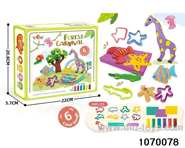Colorful clay toys in color box