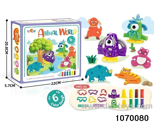 Colorful clay toys in color box