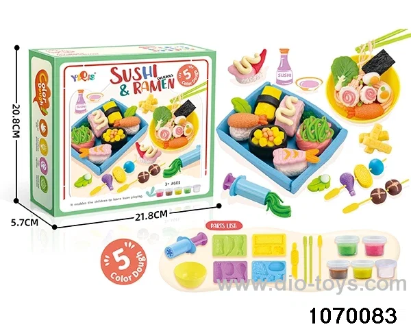 Colorful clay toys in color box