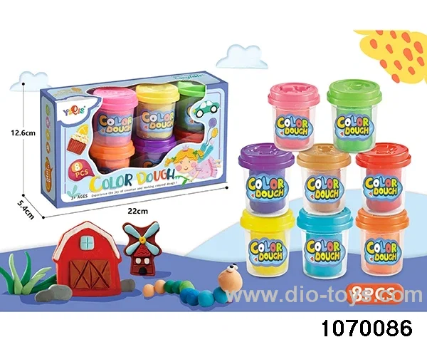 Colorful clay toys in window box