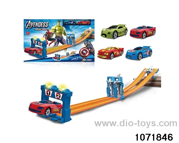 Double track race track in window box
