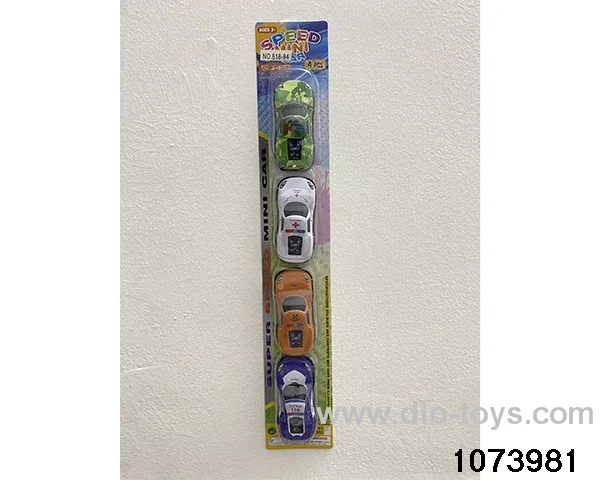 4pcs Alloy Pull Back Car in Blister card