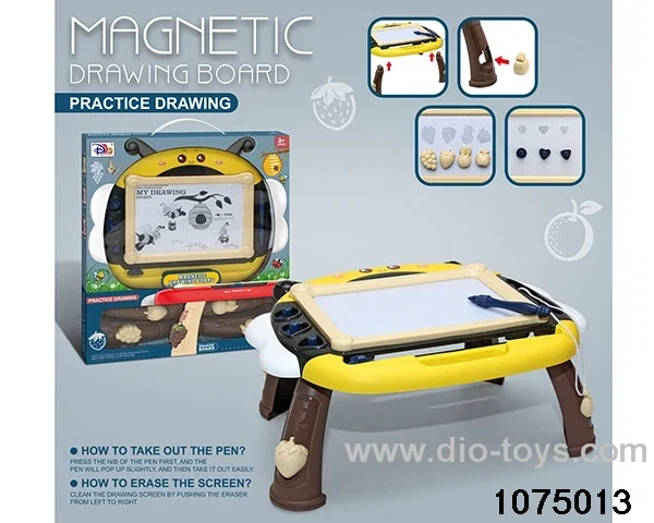Magnetic drawing board table in window box