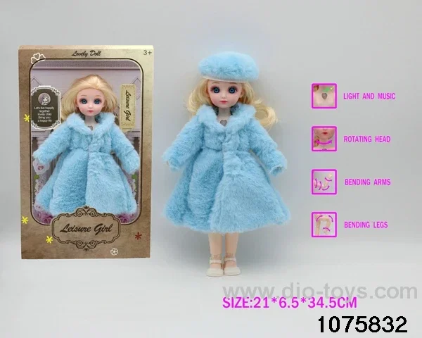 12 inch 15 jointed musical light up doll in window box