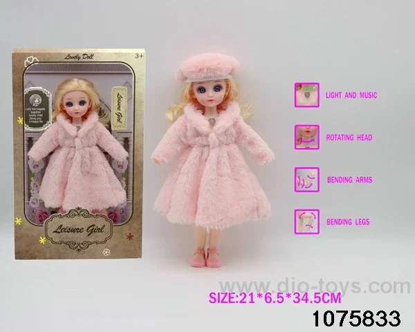 12 inch 15 jointed musical light up doll in window box