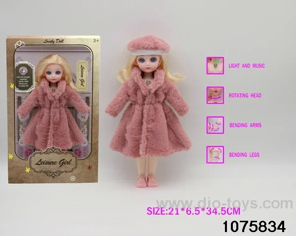 12 inch 15 jointed musical light up doll in window box