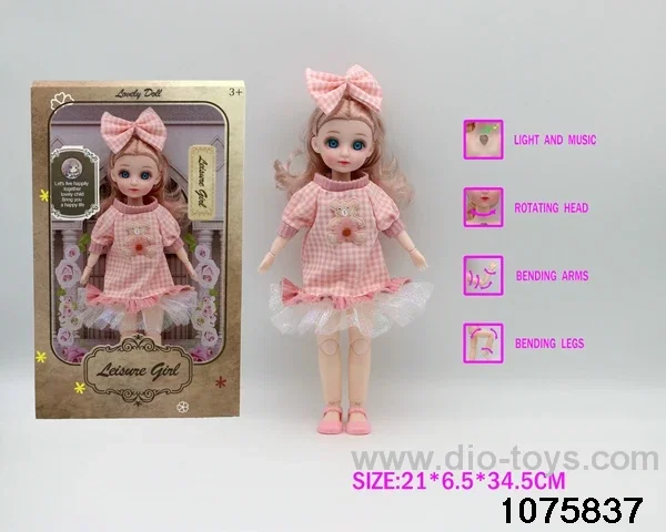 12 inch 15 jointed musical light up doll in window box