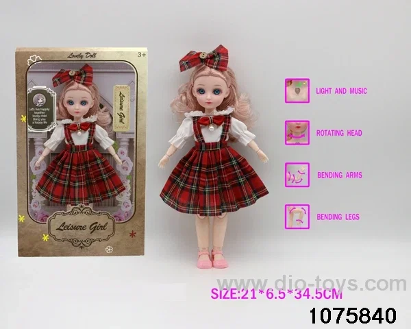 12 inch 15 jointed musical light up doll in window box