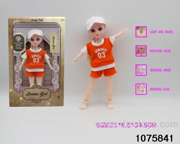12 inch 15 jointed musical light up doll in window box