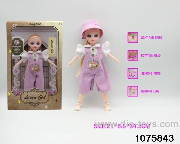 12 inch 15 jointed musical light up doll in window box