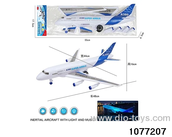 Inertial airliner with lights and sounds in PP bag with header