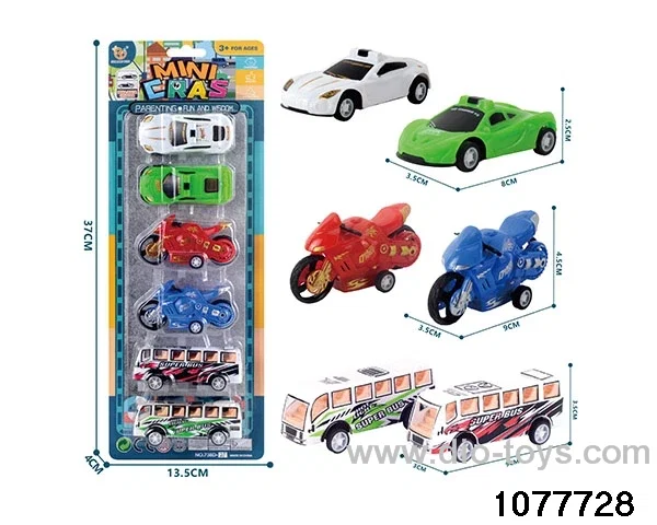 pull back Bus Motorcycle Racing Series in Blister card