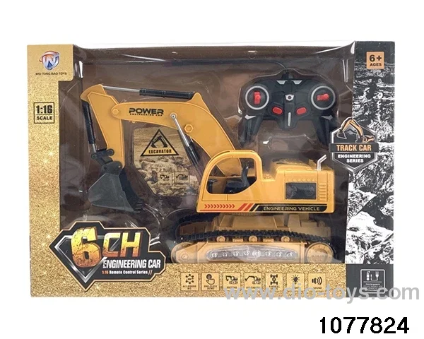 1:16 6ch RC Excavator with 7 coloured lights ang music in window box