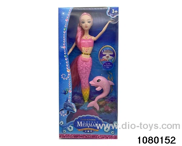 14 inch mermaid set with light and music in window box