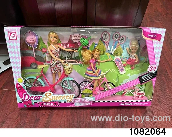3pcs Barbie with Bike Set in window box