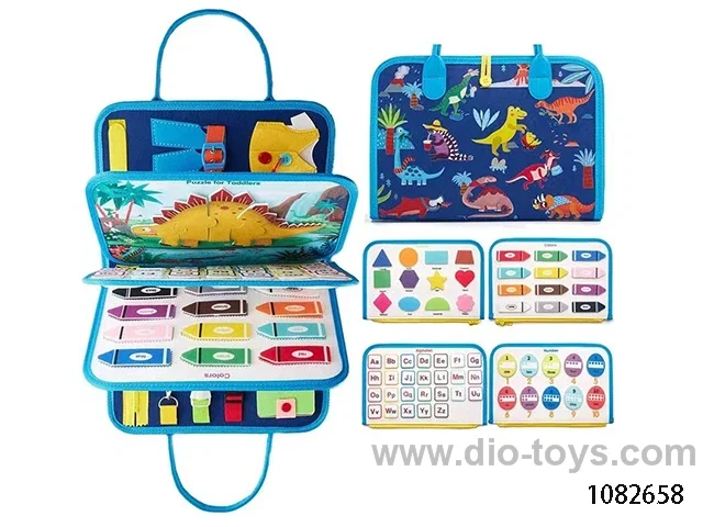 5 page dinosaur busy board in PE bag