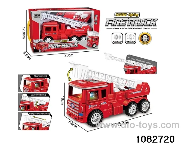 Electric lighted fire truck in display box
