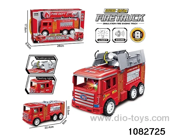 Electric lighted fire truck in display box