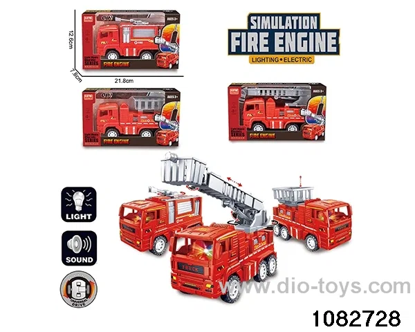 Electric fire trucks in window box