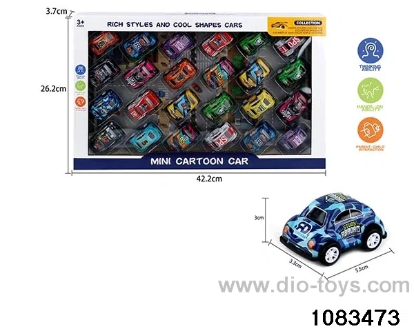 pull back tin car in window box