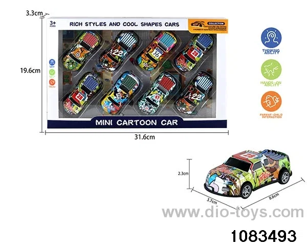 pull back tin car in window box