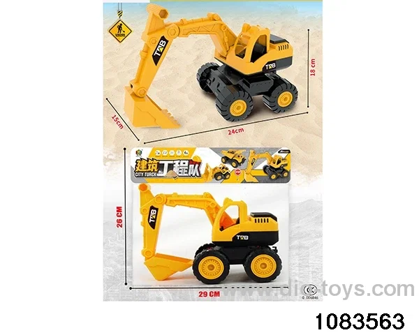 Skidding construction vehicle in PP bag with header