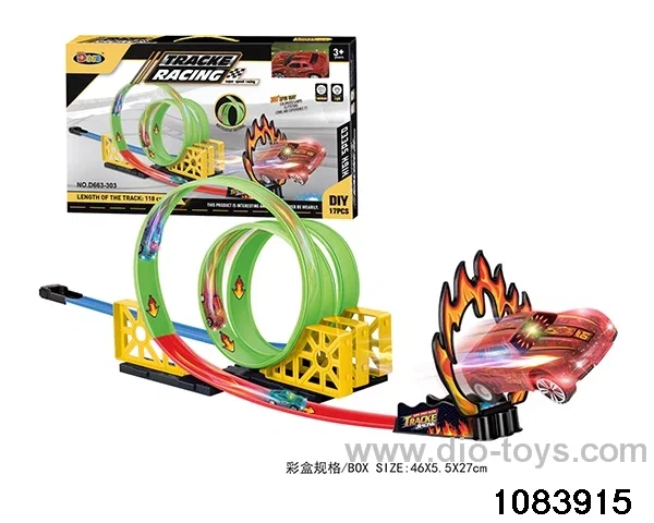17PCS Speed Luminous Track Racer with light in color box