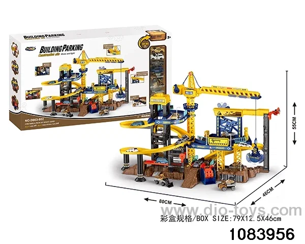 Car park for construction works in color box