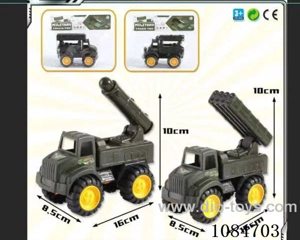 Two hybrid mini bagged missile trucks