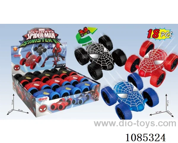 Spider-man four-wheel Drive Inertia Double-sided Skip Stunt Car (18PCS)
