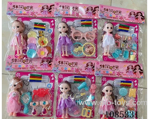 doll with Accessory painting set Six mixed