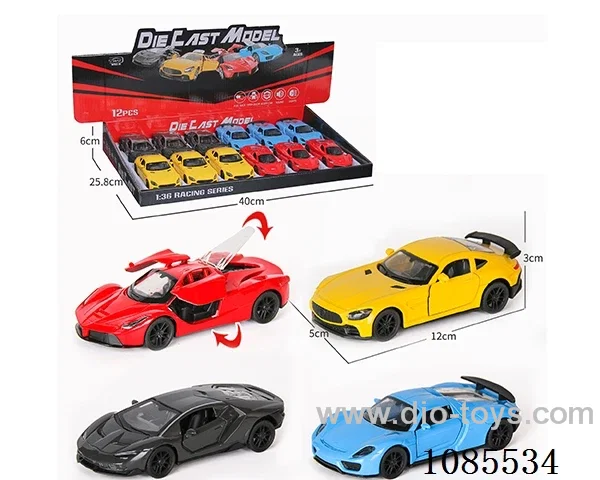 1：36 Alloy model 3 Open Door Pull-back sports car four mixed