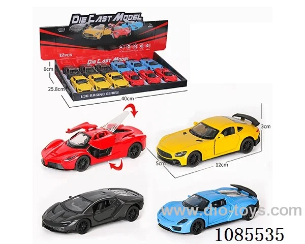 1：36 Alloy Model 3 Open Door Pull-back Sports Car 4 mixed (Lights and music)