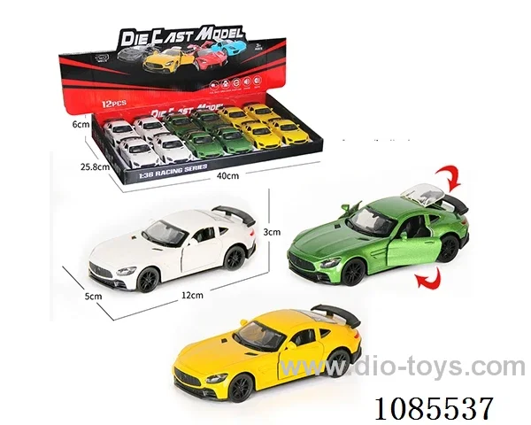 1：36 Alloy Model 3 Open Door Pull-back Sports Car 3 Colors mixed (Lighting and music)