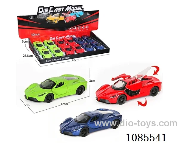 1：36 Alloy Model 3 Open Door Pull-back Sports Car 3 Colors mixed (Lighting and music)