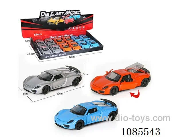 1：36 Alloy Model 3 Open Door Pull-back Sports Car 3 Colors mixed (Lighting and music)