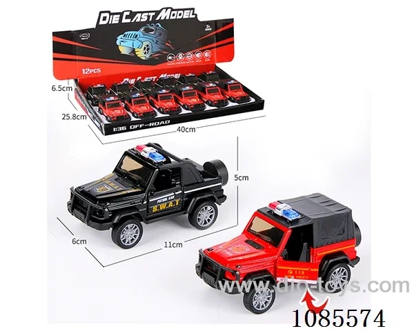 1：36 alloy car model open door pull back off-road police car two mixed